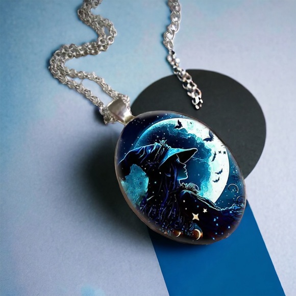 Gothic Aesthetic Creative Witch Avatar Zinc Alloy Necklace Oval Trendy Accessori - Picture 8 of 12